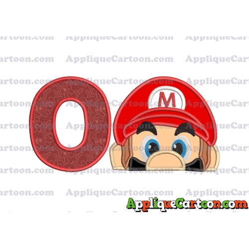 Super Mario Head Applique 03 Embroidery Design With Alphabet O