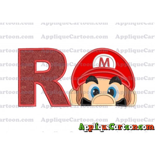 Super Mario Head Applique 03 Embroidery Design With Alphabet R