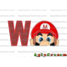 Super Mario Head Applique 03 Embroidery Design With Alphabet W