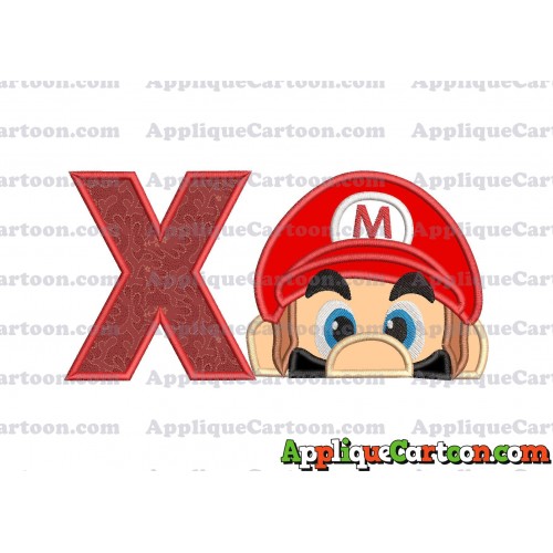 Super Mario Head Applique 03 Embroidery Design With Alphabet X