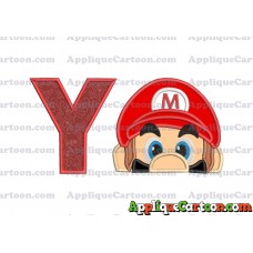 Super Mario Head Applique 03 Embroidery Design With Alphabet Y