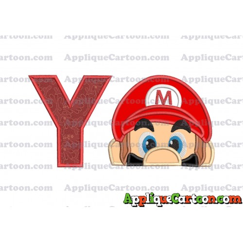 Super Mario Head Applique 03 Embroidery Design With Alphabet Y