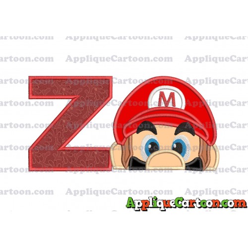 Super Mario Head Applique 03 Embroidery Design With Alphabet Z