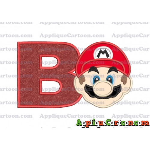 Super Mario Head Applique Embroidery Design With Alphabet B