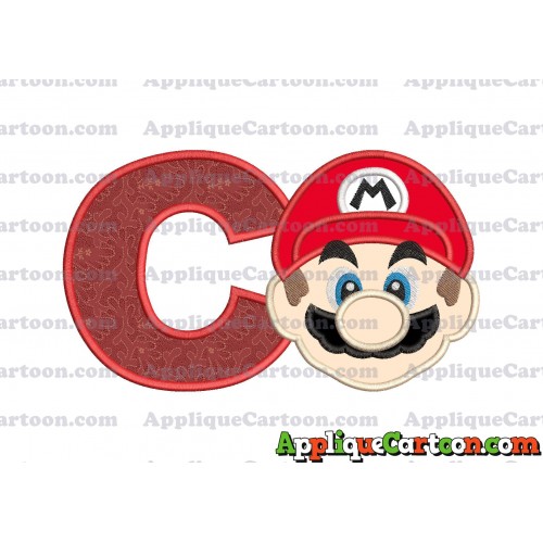 Super Mario Head Applique Embroidery Design With Alphabet C