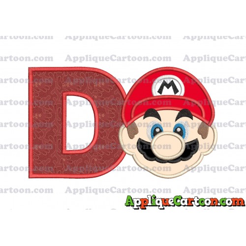 Super Mario Head Applique Embroidery Design With Alphabet D