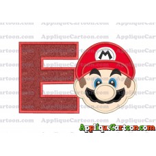 Super Mario Head Applique Embroidery Design With Alphabet E