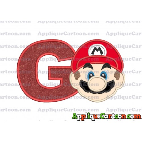 Super Mario Head Applique Embroidery Design With Alphabet G