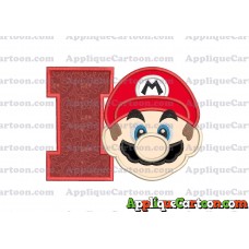Super Mario Head Applique Embroidery Design With Alphabet I