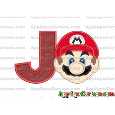 Super Mario Head Applique Embroidery Design With Alphabet J