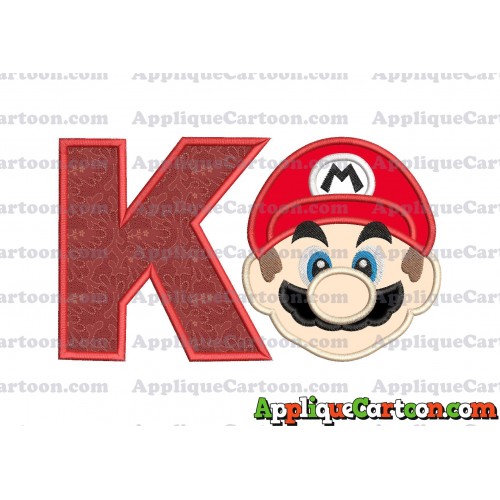 Super Mario Head Applique Embroidery Design With Alphabet K