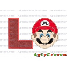 Super Mario Head Applique Embroidery Design With Alphabet L