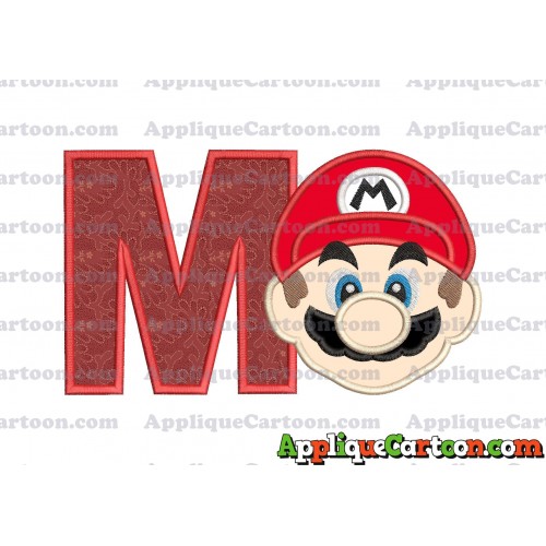 Super Mario Head Applique Embroidery Design With Alphabet M