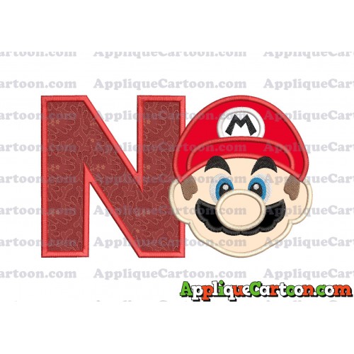 Super Mario Head Applique Embroidery Design With Alphabet N