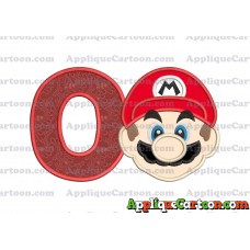 Super Mario Head Applique Embroidery Design With Alphabet O