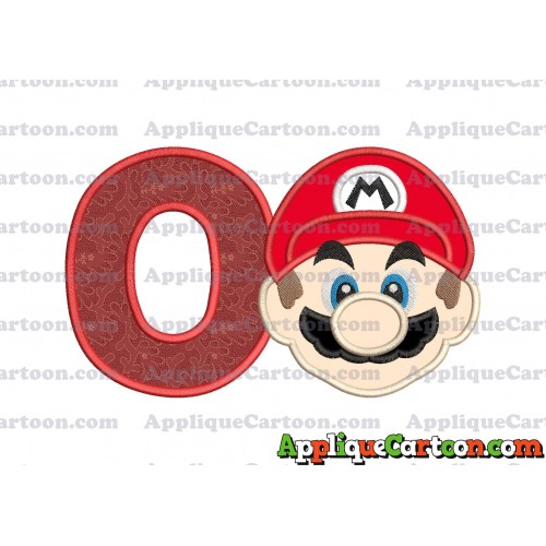 Super Mario Head Applique Embroidery Design With Alphabet O