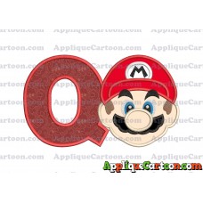 Super Mario Head Applique Embroidery Design With Alphabet Q