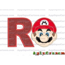 Super Mario Head Applique Embroidery Design With Alphabet R