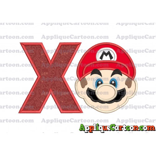 Super Mario Head Applique Embroidery Design With Alphabet X