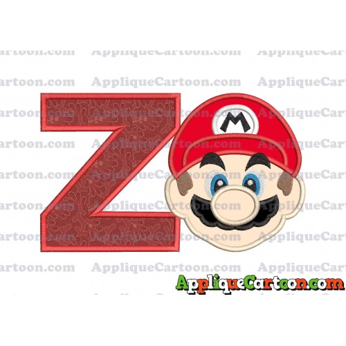 Super Mario Head Applique Embroidery Design With Alphabet Z