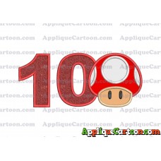 Super Mario Mushroom Applique Embroidery Design Birthday Number 10