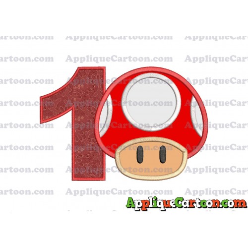 Super Mario Mushroom Applique Embroidery Design Birthday Number 1