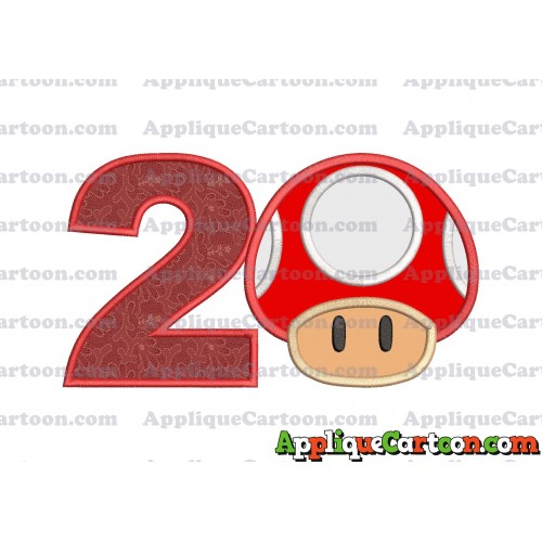 Super Mario Mushroom Applique Embroidery Design Birthday Number 2