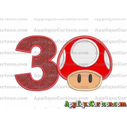 Super Mario Mushroom Applique Embroidery Design Birthday Number 3