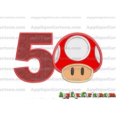 Super Mario Mushroom Applique Embroidery Design Birthday Number 5
