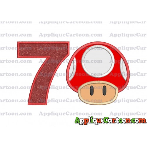 Super Mario Mushroom Applique Embroidery Design Birthday Number 7