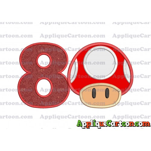 Super Mario Mushroom Applique Embroidery Design Birthday Number 8