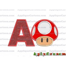 Super Mario Mushroom Applique Embroidery Design With Alphabet A