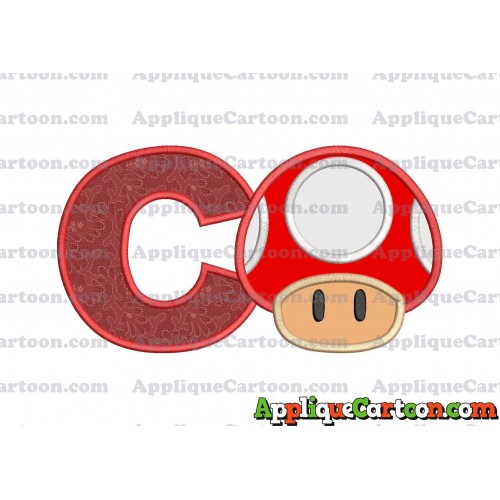 Super Mario Mushroom Applique Embroidery Design With Alphabet C