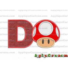 Super Mario Mushroom Applique Embroidery Design With Alphabet D
