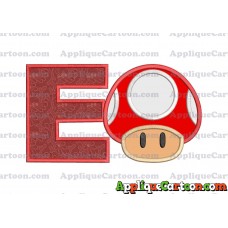 Super Mario Mushroom Applique Embroidery Design With Alphabet E