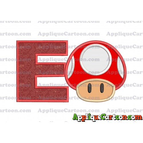 Super Mario Mushroom Applique Embroidery Design With Alphabet E