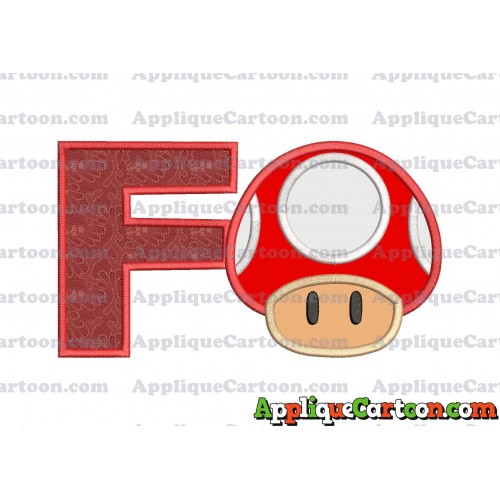 Super Mario Mushroom Applique Embroidery Design With Alphabet F