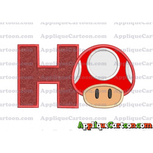 Super Mario Mushroom Applique Embroidery Design With Alphabet H