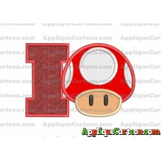Super Mario Mushroom Applique Embroidery Design With Alphabet I