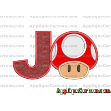 Super Mario Mushroom Applique Embroidery Design With Alphabet J