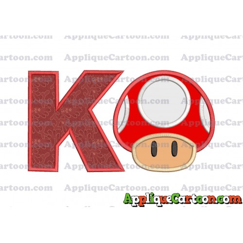 Super Mario Mushroom Applique Embroidery Design With Alphabet K