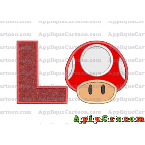 Super Mario Mushroom Applique Embroidery Design With Alphabet L