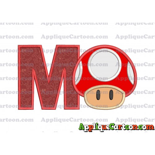Super Mario Mushroom Applique Embroidery Design With Alphabet M