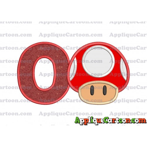Super Mario Mushroom Applique Embroidery Design With Alphabet O