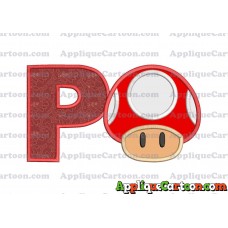 Super Mario Mushroom Applique Embroidery Design With Alphabet P