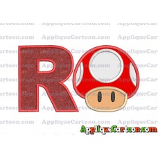 Super Mario Mushroom Applique Embroidery Design With Alphabet R