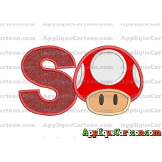 Super Mario Mushroom Applique Embroidery Design With Alphabet S