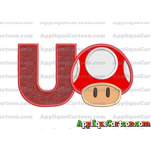 Super Mario Mushroom Applique Embroidery Design With Alphabet U