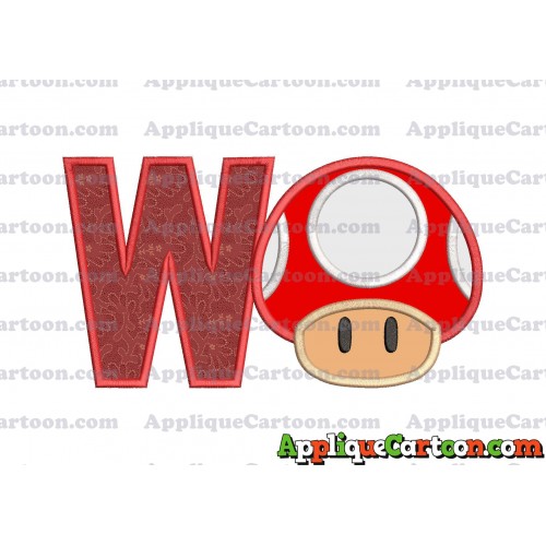 Super Mario Mushroom Applique Embroidery Design With Alphabet W