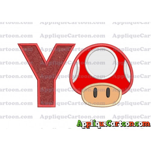 Super Mario Mushroom Applique Embroidery Design With Alphabet Y